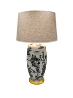 Lampa stołowa ceramiczna Beijing lniana
