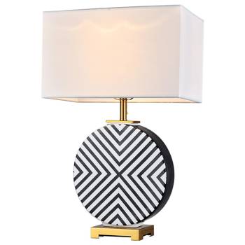 Ceramic table lamp RUND white, black and gold