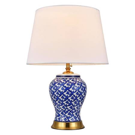 Ceramic table lamp ALLEGRA Hamptons white navy blue