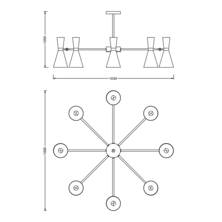 Hanging lamp chandelier NAPOLI 16 BLACK