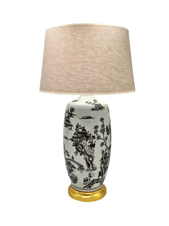 Lampa stołowa ceramiczna Beijing lniana