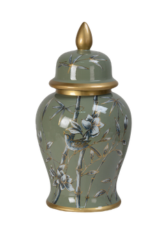 Green ceramic amphora container