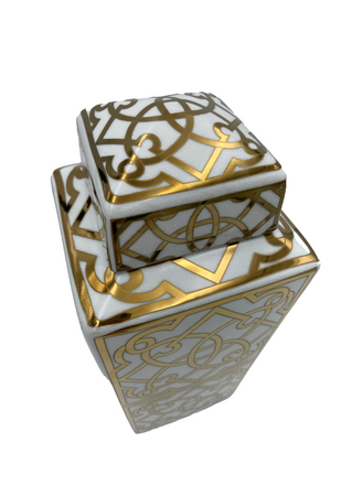 Amphora ceramic container white gold 2