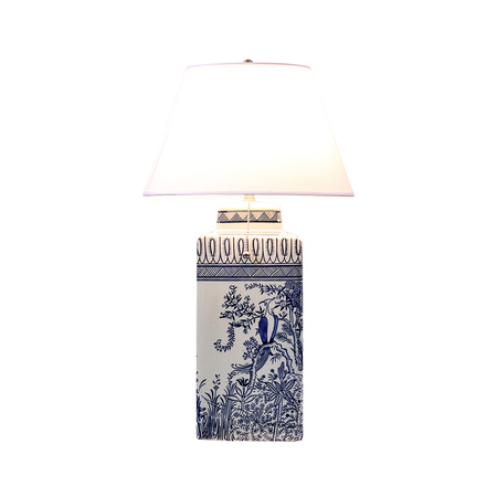 Lampa stołowa ceramiczna LADY Hamptons granatowa