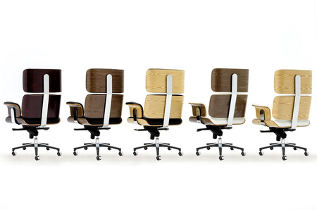 Fotel biurowy LOUNGE BUSINESS czarny - sklejka jesion, skóra naturalna, stal polerowana