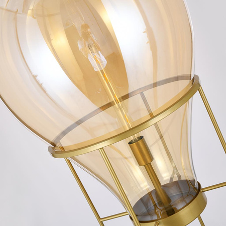 Lampa stojąca EDISON bursztynowa złota