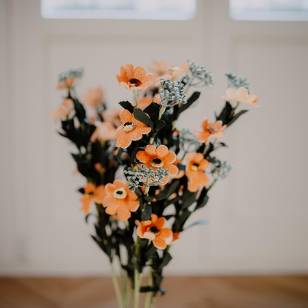 Warszawianki pomarańczowe- bukiet 7 szt - kwiaty sztuczne piankowe