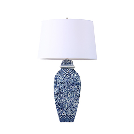 Lampa stołowa ceramiczna DIANA Hamptons granatowa