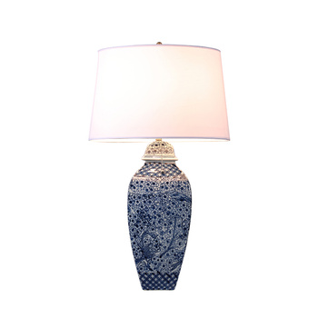 Lampa stołowa ceramiczna DIANA Hamptons granatowa