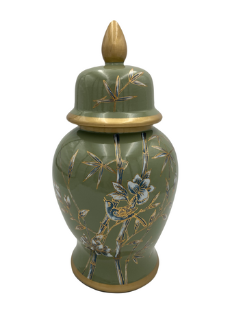 Green ceramic amphora container