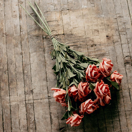 Mini Róże łososiowe - bukiet 5 szt.