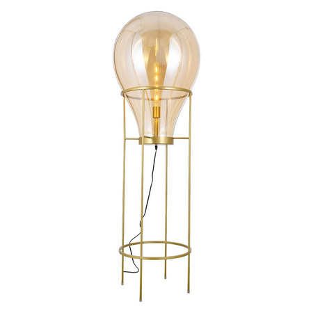 Lampa stojąca EDISON bursztynowa złota