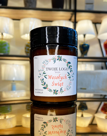 Christmas candle with a company logo or name 120g