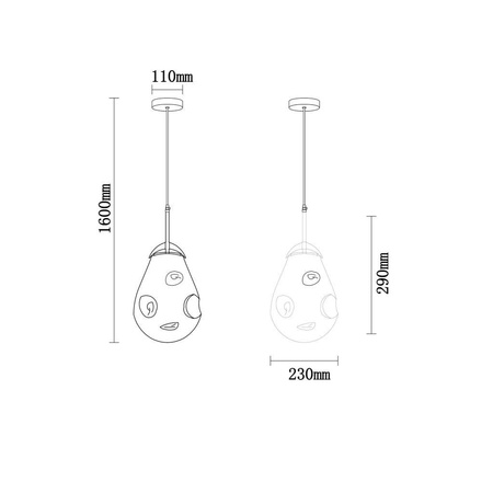 Lampa wisząca GRUSZKA szara