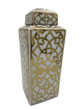 Amphora ceramic container white gold 2