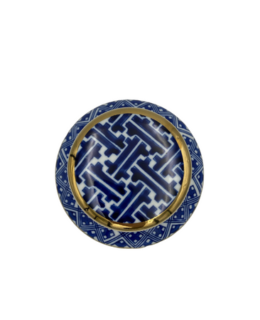 Amfora pojemnik ceramiczny granatowo złoty hamptons 3