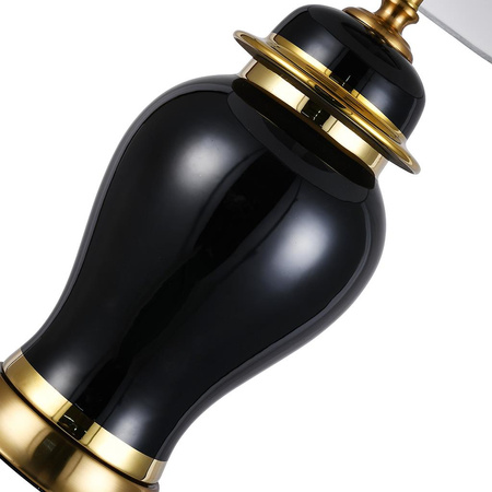 Lampa stołowa ceramiczna RONDA czarna złota