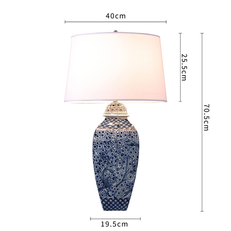 Lampa stołowa ceramiczna DIANA Hamptons granatowa