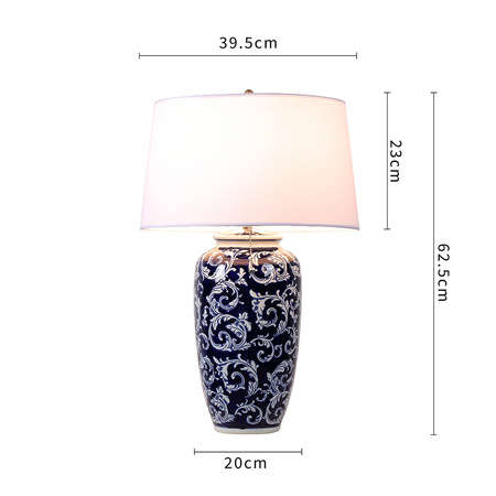 Lampa stołowa ceramiczna LISA Hamptons granatowa