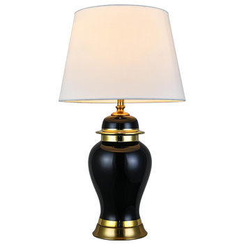 Lampa stołowa ceramiczna RONDA czarna złota