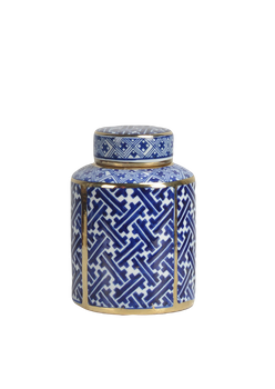 Amfora pojemnik ceramiczny granatowo złoty hamptons 3